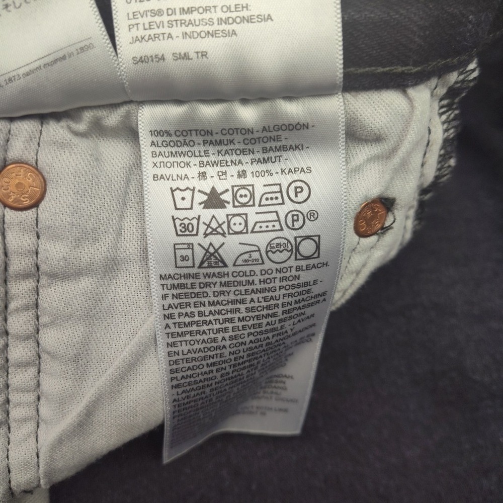 Levis 501 Jeans Mens 35x30 Black Custom Altered Black Circle‎ Straight Leg Denim - Picture 11 of 16